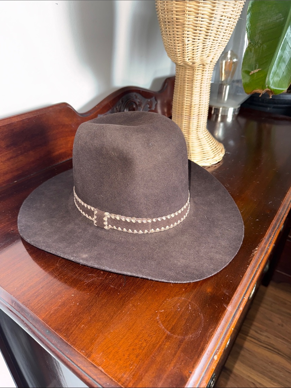 American Hat Company Felt Western Fedora Cowboy Hat Maxi Felt Size 6 3/4 Brown